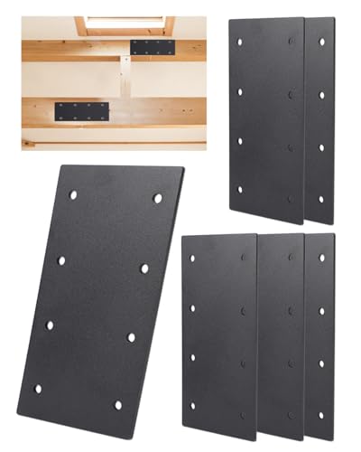 6 Pcs Large Flat Straight Brackets for Wood, 9.25" x 4.5" Heavy Duty Steel Mending Plates, 3mm Thick Beam Splicing Connector for 6x6 8x8 Timber, Pergola, Fence Post & Roof Framing