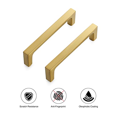 Ravinte Brushed Brass Solid Pulls Cabinet Handles 3-3/4 Inch 10 Pack - size: 3-3/4 Inch Hole Center