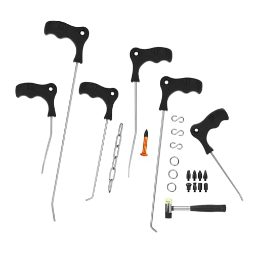LadyRosian 23PCS Dent Repair Rods Tools Paintless Dent Repair Stainless Steel Kits with S-Hook for Car Auto Dents Hail Damage Removal Set - color: Rod B