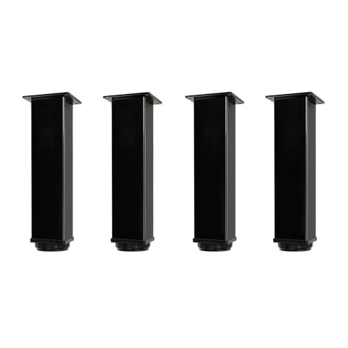 QLLY 8 inch Square Adjustable Metal Furniture Legs, Heavy Duty Black Cabinet Feet with Leveling Pads, Set of 4 for Sofa, Couch, Ottoman, Cabinet and Shelf Replacement - color: Black, size: 8 inch