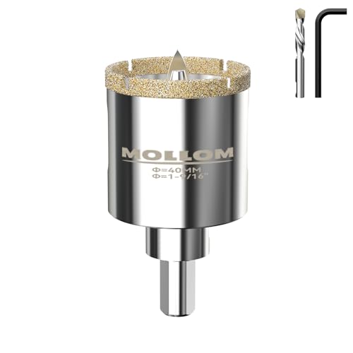 MOLLOM 1-9/16" (40mm) Diamond Hole Saw with 2 Pilot Drill Bit - size: 40mm | 1-9/16", style: Single Pack