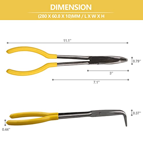 Long Reach Long Nose Pliers, 11" 90 Degree Bent Nose Pliers for Mechanics, Technicians or Home Repairing - size: 90 Degree Bent Nose
