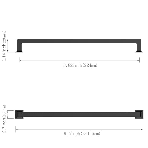 Asidrama 10 Pack 9 inch Matte Black Kitchen Cabinet Handles | Heavy-Duty Solid Zinc, 2 Screw Sizes, 9" Hole Center(224mm), Cupboards, Drawers, Dressers, Furniture, Hardware - color: Matte Black, size: 8.8" Hole Center(224mm)