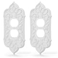 2 Pcs Baroque Decorative Duplex Outlet Covers, White Plastic - style: Outlet Cover