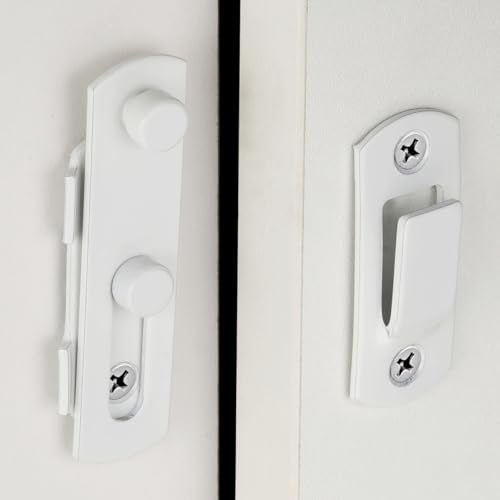 2 Packs White Stainless Steel Barn Door Latch Bi-fold Door Lock_S - color: Small White