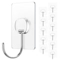 Adhesive Wall Hooks No Drill Large Clear Heavy Duty,13LB Sticky 12 Pack - color: Clear, size: Large 12 Pcs