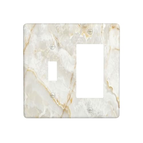 Gold Marble Abstract Texture Simple Luxury Outlet Covers 1 Toggle 1 Rocker Combination Decorative Wall Plate Electrical Switch Plates Light Switch Cover Plate for Kitchen Bathroom Home Decor - color: Gold Marble Abstract Texture Simple Luxury, size: 1 Tog