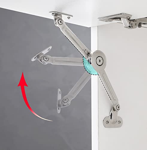 4 Packs [Upgraded] Qrity Cabinet Cupborad Furniture Door Lift Stay Support Hinge Damper - Support Up to 20KG - Opening Angle 75°/90°/110° - Come with Hex Key - size: 4 PCS