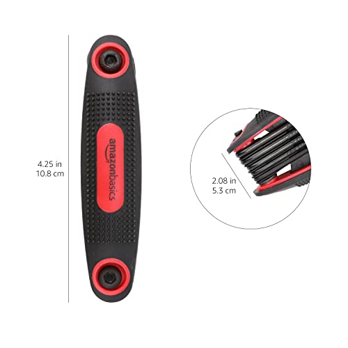 Amazon Basics Folding Hex Key Set, Metric, SAE, and Star Sizes, Chrome Vanadium Steel, 3-Pack
