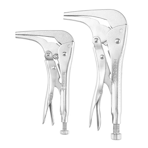 MAXPOWER 2PCS 90 degree Offset Long Nose Locking Pliers 7 inch and 10 inch - size: 7" 10"