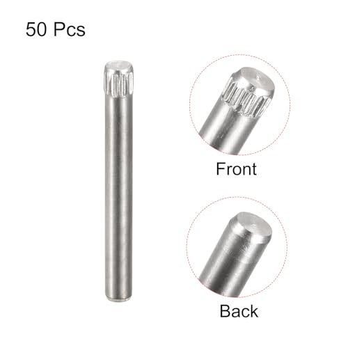 uxcell 3x28mm 304 Stainless Steel Dowel Pins, 50Pcs Knurled Head Flat Chamfered End Dowel Pin, Wood Bunk Bed Shelf Pegs Support Shelves Fasten Elements - size: 3x28mm