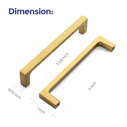 Ravinte Brushed Brass Solid Pulls Cabinet Handles 5 Inch 10 Pack - size: 5 Inch Hole Center