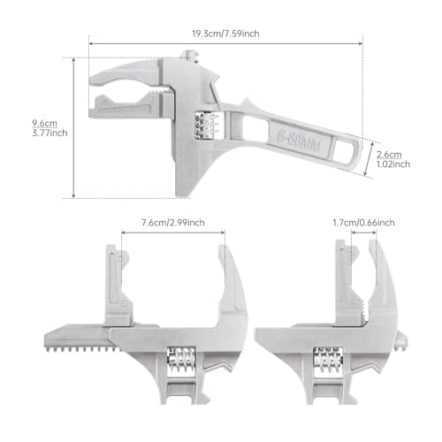 Stubby Adjustable Wrench, Large Opening Wrench Spanner, Aluminum Alloy Wide Jaw Spanner Repair Tool for Bathroom Washbasin Tube Plumbing Automotive