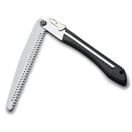 Folding Hand Saw for Wood Cutting, Camping, or Landscaping - 10” Japanese Folding Pruning Saw Tree Trimmer Branch Cutter with Razor Teeth and SK5 Steel Blade for Gardening by Kings County Tools