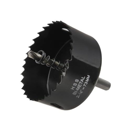 2-7/8 Inch 73mm Hole Saw Hole Cutter with Shank Drill Bit Adapter for Drilling Hole in Thin Metal Plastic and Wood - color: black, size: 2-7/8"