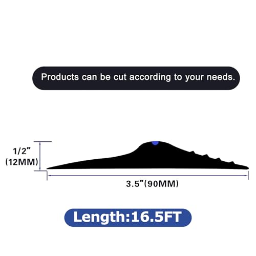 ToLanbbt 16.5Ft/5M Universal Garage Threshold Seal Strip with 300ml Black Sealants/Adhesives, Garage Door Bottom Weatherproof Strip Rubber DIY Weather Stripping Replacement (Black-Blue Line) - color: Black+Blue, size: 16.5 Ft (incl. 2 adhesives)