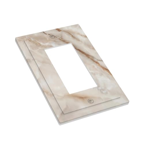 Beige Marble Pattern Light Switch Cover Modern Wall Plate Decorative 1 Gang Single Rocker Switch Plates Electrical Outlet Faceplate for Bathroom Kitchen Bedroom 5" x 3" - size: 1 Gang Single Rocker