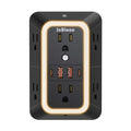 Wall Outlet Extender with Night Light, Power Plug Adapter 6 Outlet Extender with 4 USB Charging Ports（2 USB C）,1050J Power Strip Multi Plug Adapter Spaced for Home Office Travel-Black-ETL - color: Black-1Pcs