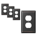 DEWENWILS 4 Pack Duplex Wall Plate, Aged Bronze Outlet Cover | 4 Pack, Mid Size 4.92" x 3.14", Metal Wall Plates for Electric Outlet, GFCI, Dimmer Switch, Toggle Switch - color: Aged Bronze, size: 1-Gang Duplex, 4 Pack