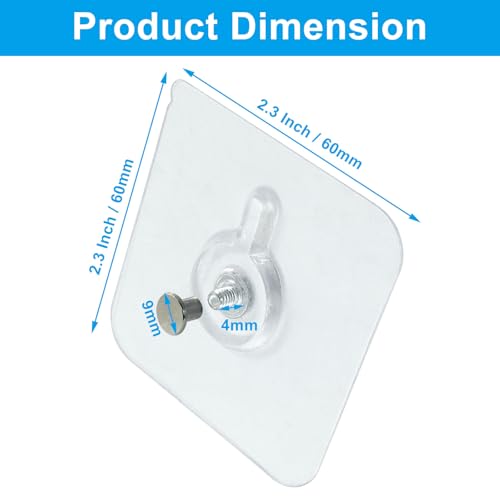 10 Pcs Nailless Wall Hanger, 60x60mm Adhesive Picture Hook