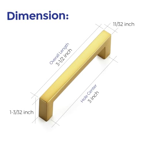 Ravinte Gold Cabinet Handles Solid Cabinet Pulls, 3 Inch CC, 10 Pack - color: Gold, size: Flat Black 3'' Hole Center