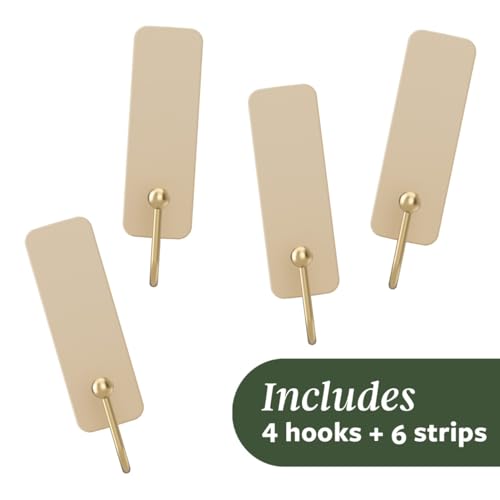 Command Medium Hooks, 4 Hooks, 6 Strips - color: Latte