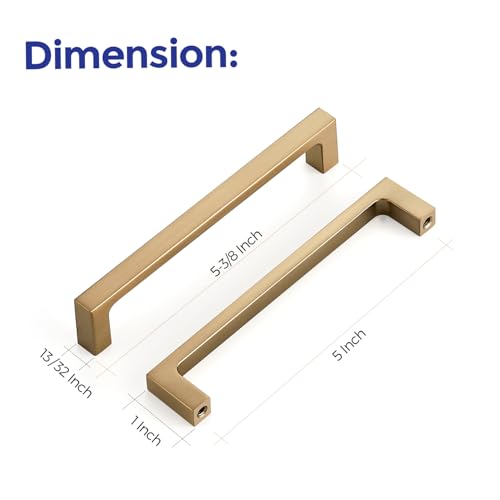 Ravinte Champagne Bronze Kitchen Square Cabinet Handles 5 Inch 10 Pack - size: 5 Inch Hole