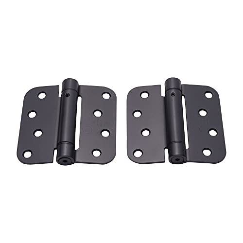 Hinge Outlet Adjustable Spring Hinges, 4 Inch with 5/8 Inch Radius in Oil Rubbed Bronze, Self Closing, Door Closing Hinges, 2 Pack - color: Oil Rubbed Bronze, size: 4" x 4" with 5/8" radius (Pack of 2)