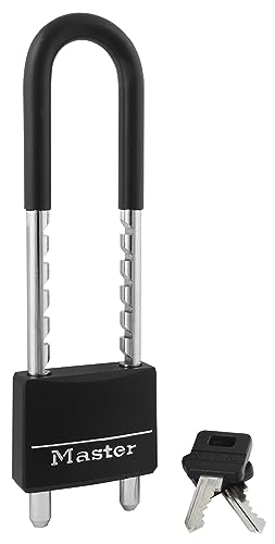 Master Lock Adjustable Shackle Keyed Padlock, Black Vinyl Covered 527D