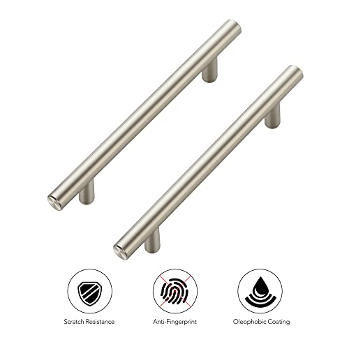 Ravinte Cabinet Pulls,7.38" Length, 5" Hole Center,Brushed Nickel,30 Pack | Round T-Bar Shape, Kitchen Drawer Pulls, Stainless Steel Feel, Cabinet Handles, For Cupboards, Drawers, Dressers, Cabinets - color: Satin Nickel