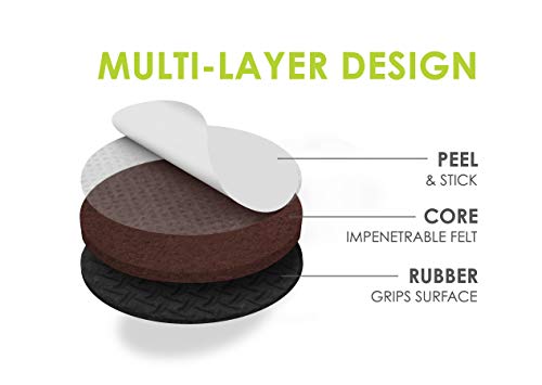 Slipstick GorillaPads CB149 Non-Slip Furniture Pads/Rubber Grippers (Set of 8) Self-Adhesive Furniture Feet Floor Protectors, 1-1/2 inch Round, Black (Pack of 2) - size: 1-1/2" Round (Pack of 2)