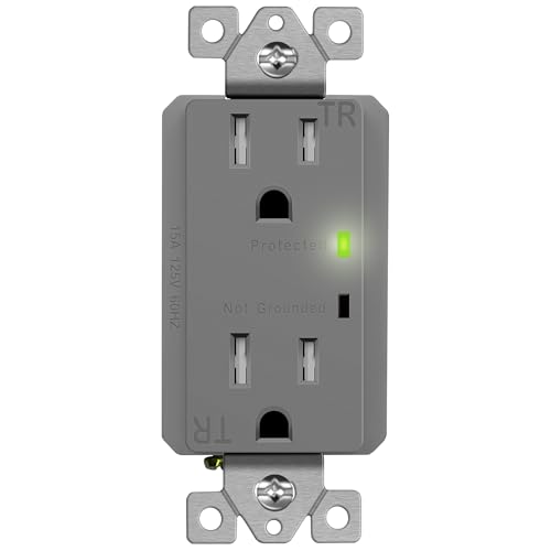 TOPGREENER Surge Protector Outlet, Tamper-Resistant, 15A 125V, Gray - color: Gray, size: without wall plate(15A)