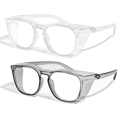 Safety Glasses Anti Fog Clear Blue Light Blocking Eye Protection Nurse Goggles for Women Men - color: A0 Transparent + Clear Grey