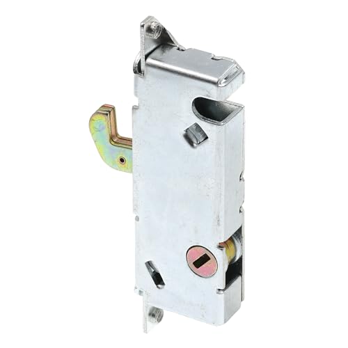 Prime-Line E 2014 Mortise Lock - Adjustable, Spring-Loaded Hook Latch for Sliding Patio Doors Constructed of Wood, Aluminum and Vinyl, 3-11/16 In., 45 Keyway, Round Face (Single Pack) - style: steel
