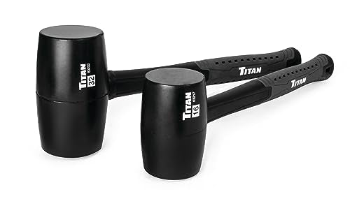 Titan 63220 2-Piece Rubber Mallet Set, Includes 16oz & 32oz with Non-marking Double-faced Solid Heads, Shock Absorbing Fiberglass Handles & Textured Grips - style: 2pc Set Rubber Mallet