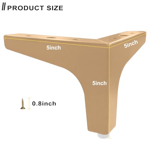 AODIOU Furniture Legs Modern Feet: Gold Metal Furniture Legs 4 Inch DIY Replacement Couch Legs Set of 4 - color: Gold, size: 4'' / 10cm(4PCS)