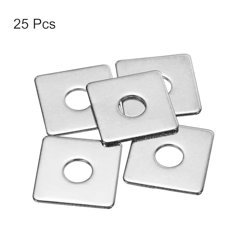 uxcell Square Washer, 25Pcs M8x25x25x1.5mm 304 Stainless Steel Square Plate Washers Flat Pad Spacer Gasket for Hardware Fastener - size: M8x25x25x1.5mm