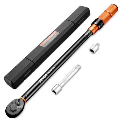 VEVOR Torque Wrench 1/2-inch Drive Click Torque Wrench ±3% High Precision, 29.4-294.1 lbf-ft / 40-400 N.m, Dual Scale Readings, with Extension Bar, Adapter and Storage Case, for Automotive Repair - size: 1/2" 3 PCS