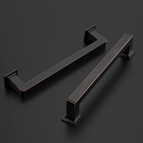 Amerdeco 10 Pack Oil Rubbed Bronze Cabinet Pulls 5 Inch(128MM) Hole Centers Kitchen Cabinet Handles Cabinet Hardware Kitchen Handles for Cabinets Cupboard Handles Drawer Pulls ZH0019 - color: Oil Rubbed Bronze, size: 5" Hole Center