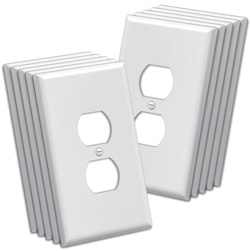 BESTTEN 10 Pack 1-Gang Jumbo Duplex Receptacle Outlet Wall Plate, White - size: Duplex Oversize