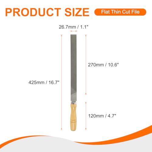 HARFINGTON Flat Thin Cut File 12" Double Cut Teeth High Carbon Steel Hand Rasp File with Wood Handle for Metal Wood Deburring Removing - size: 12", style: Thin