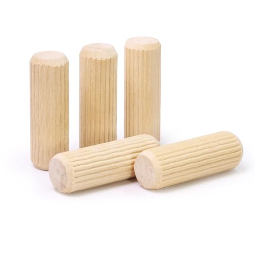 1/2" x 1-1/2" Wooden Dowel Pins, FoDau770 Fluted Wood Dowel Rods, Natural Beech Wood Dowel Pegs for Crafts, Woodworking, DIY Furniture - 200 Pieces - size: 1/2" x 1-1/2"