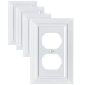 Classic Architecture Wall Plates,Light Switch covers, Electrical Outlet Covers, Duplex receptacle wall plates,Mid Size Bamboo Fiber Material Switch plates Pure White (1 Gang Duplex 4PK)