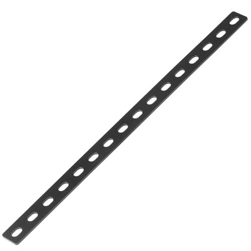GBGS 4 Pack 16" Black Mending Plate,Slotted Flat Bar Brackets,1/8" Thick