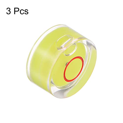 HARFINGTON 3pcs Round Bubble Level 12x6mm Mini Circular Bullseye Spirit Levels for Leveling Camera Tripod Telescope Workshop Turntable Pictures Frame, Yellow - color: Yellow (Red Circle), size: 12x6mm