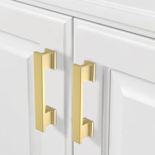 COTYKILEY 10 Pack 3.75 Inch(96mm) Brushed Gold Cabinet Handles Gold Kitchen Cabinet Pulls Cabinet Door Handles Kitchen Cabinet Hardware - color: Brushed Gold, size: 3.75" Hole Center（96MM）