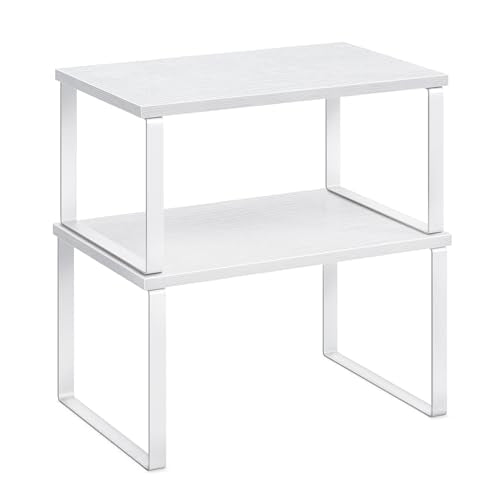 SONGMICS Cabinet Organizer Shelf, Set of 2 Spice Rack, Kitchen Storage - color: Cloud White + Snow White, size: 11.7"w