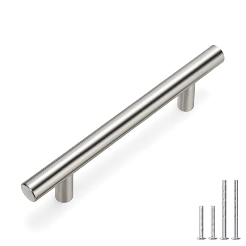 homdiy Kitchen Cabinet Handles Brushed Nickel Drawer Pulls - HD201SN Cabinet Hardware 10Pack 3-1/2in Hole Centers Cabinet Door Handles - color: Brushed Nickel, size: 3-1/2in hole centers
