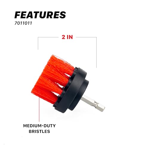 Maxshine 2" Universal M8 Medium-Duty Upholstery & Carpet Drill Brush – Power Scrubber Attachment for Car Detailing – Removes Grime, Stains & Spots from Fabric, Seats & Carpets - size: 2" Medium-Duty Drill Brush