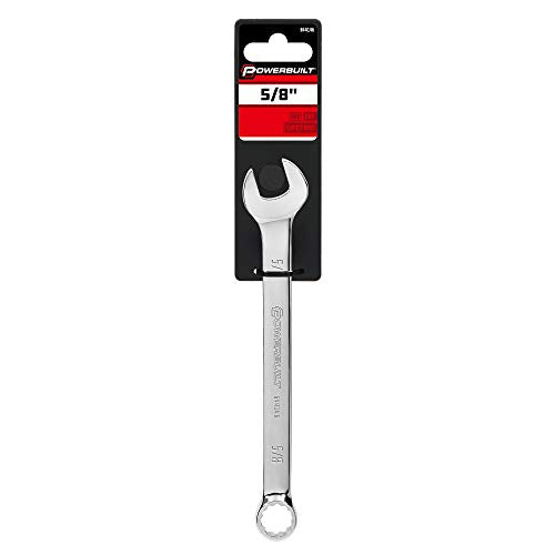Powerbuilt 5/8-Inch Combination Wrench, SAE 12 Point Double Ended Box and Open End, Polished, 15 Degree Offset - 644146 - size: 5/8"